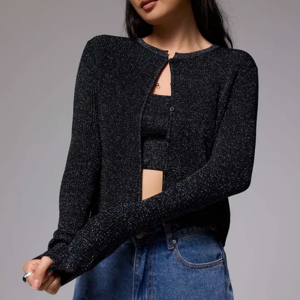 NWT sparkly cardigan and crop top set